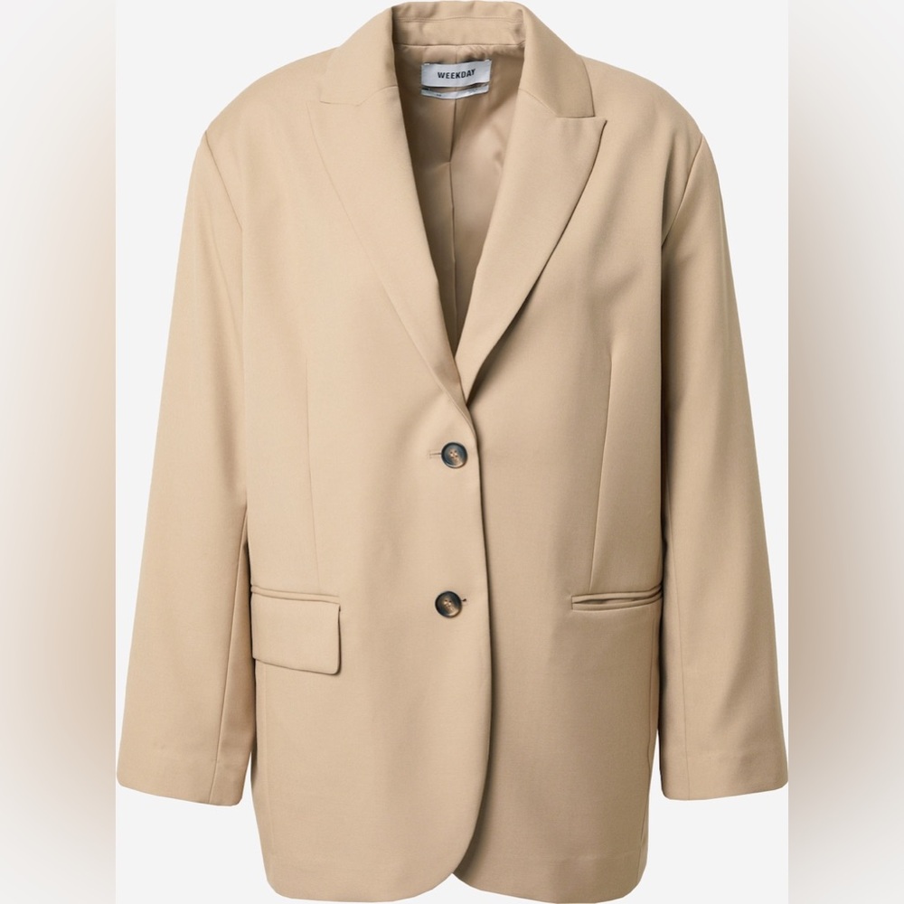 ASOS Beige Oversized Blazer Womens Medium Relaxed Tailored Jacket Minimal Chic